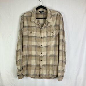 Paige Men's Shirt Everett Style Size Large “Shifting Sands” Tan Color Plaid EUC